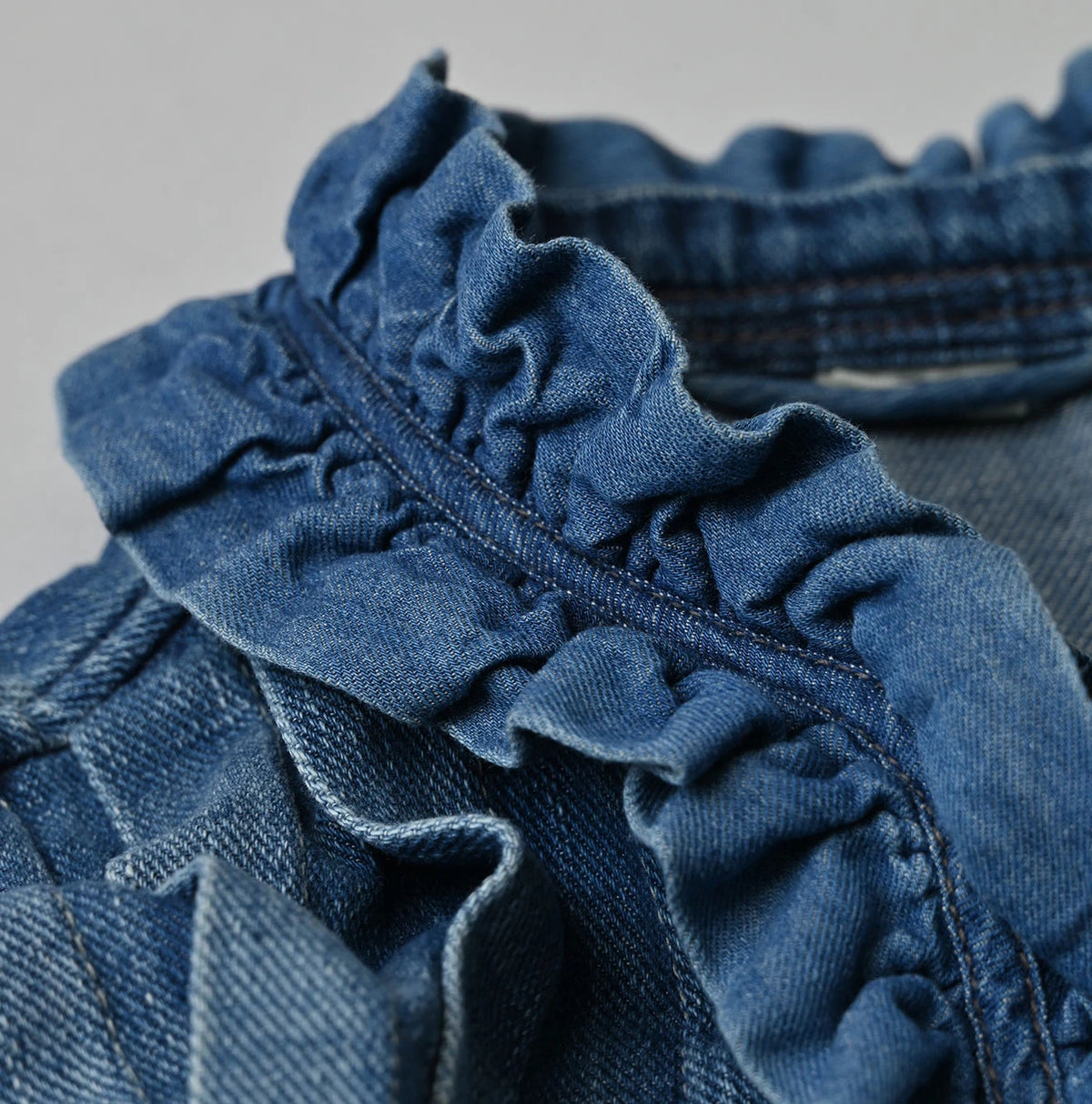 45R 45 Petit Denim Frill Tallulah Blouse Distressed