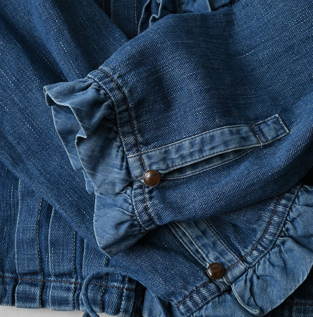 45R 45 Petit Denim Frill Tallulah Blouse Distressed