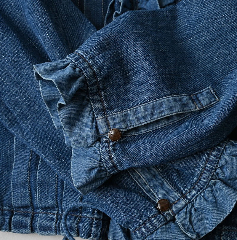 45R 45 Petit Denim Frill Tallulah Blouse Distressed - Image 17