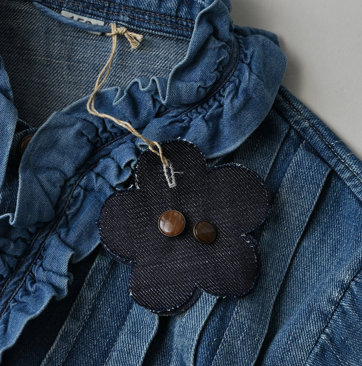 45R 45 Petit Denim Frill Tallulah Blouse Distressed