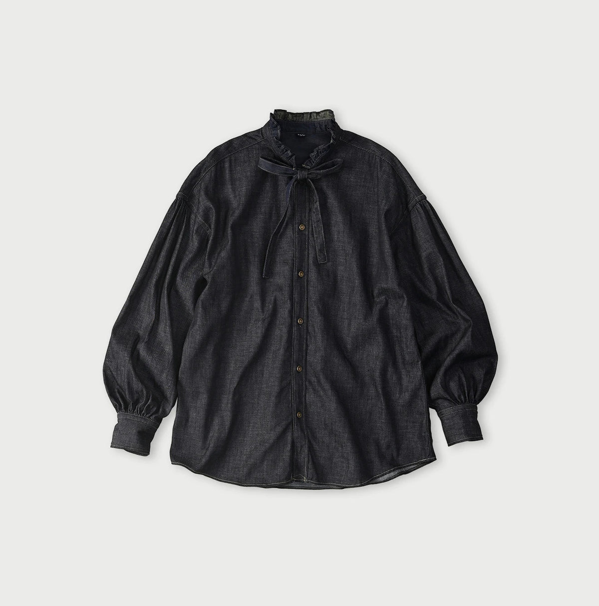 45R 45 Petit Denim Bow Tie Coupe Shirt Nou - Image 1