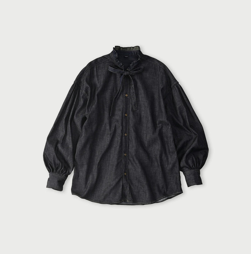 45R 45 Petit Denim Bow Tie Coupe Shirt Nou - Image 1