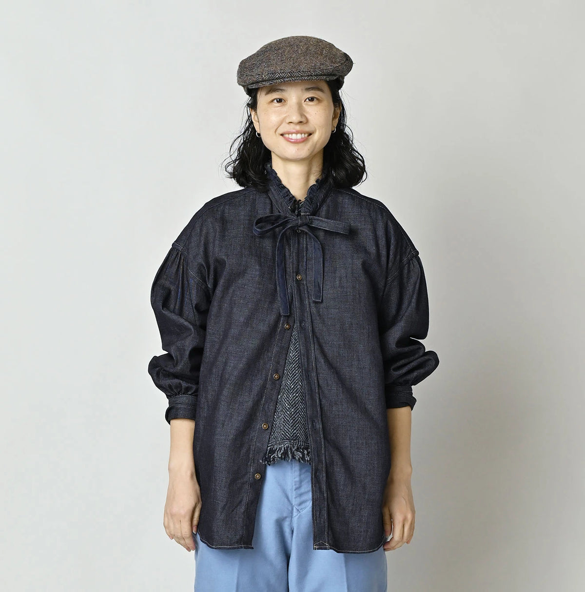 45R 45 Petit Denim Bow Tie Coupe Shirt Nou - Image 3