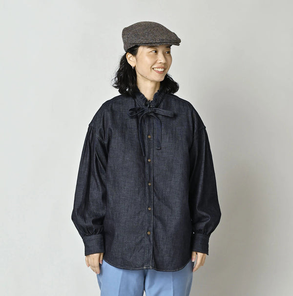 45R 45 Petit Denim Bow Tie Coupe Shirt Nou