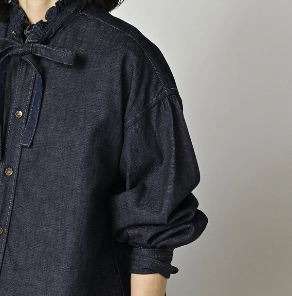45R 45 Petit Denim Bow Tie Coupe Shirt Nou