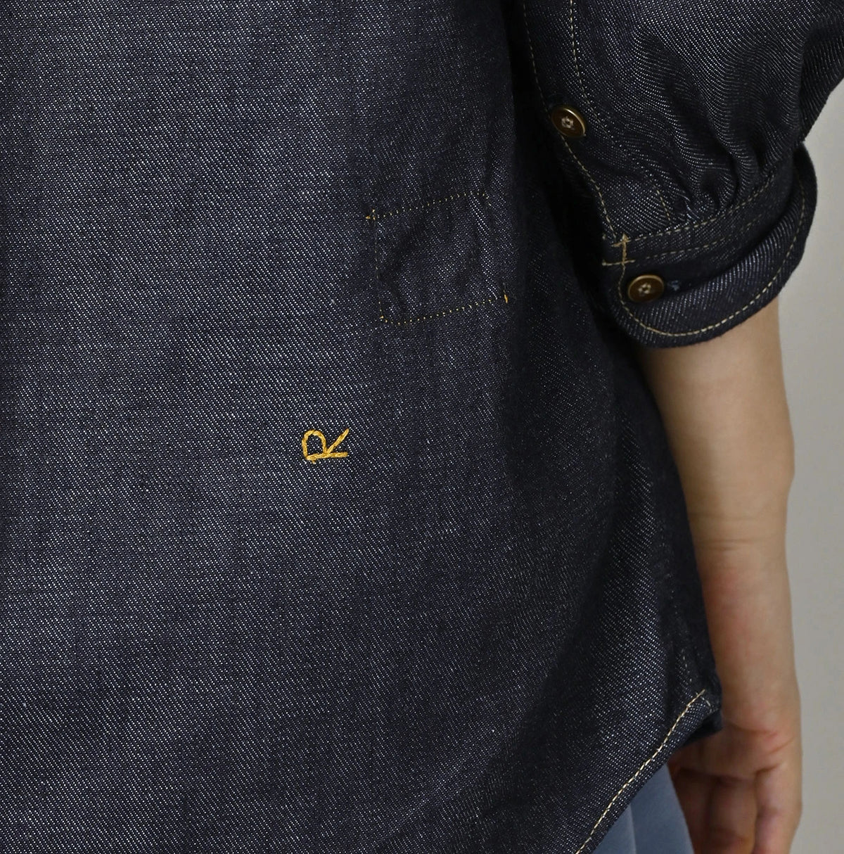 45R 45 Petit Denim Bow Tie Coupe Shirt Nou - Image 10