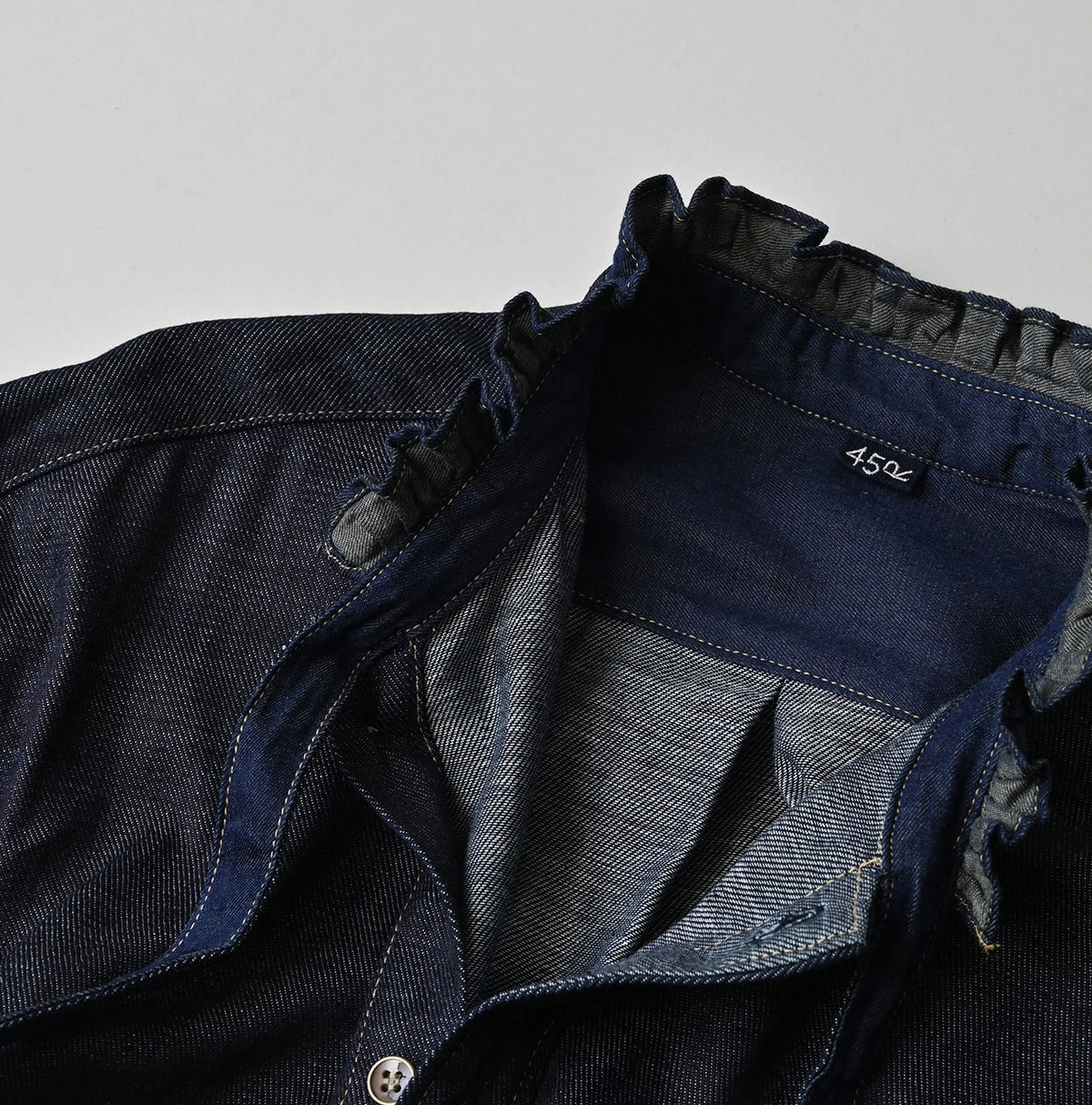 45R 45 Petit Denim Bow Tie Coupe Shirt Nou