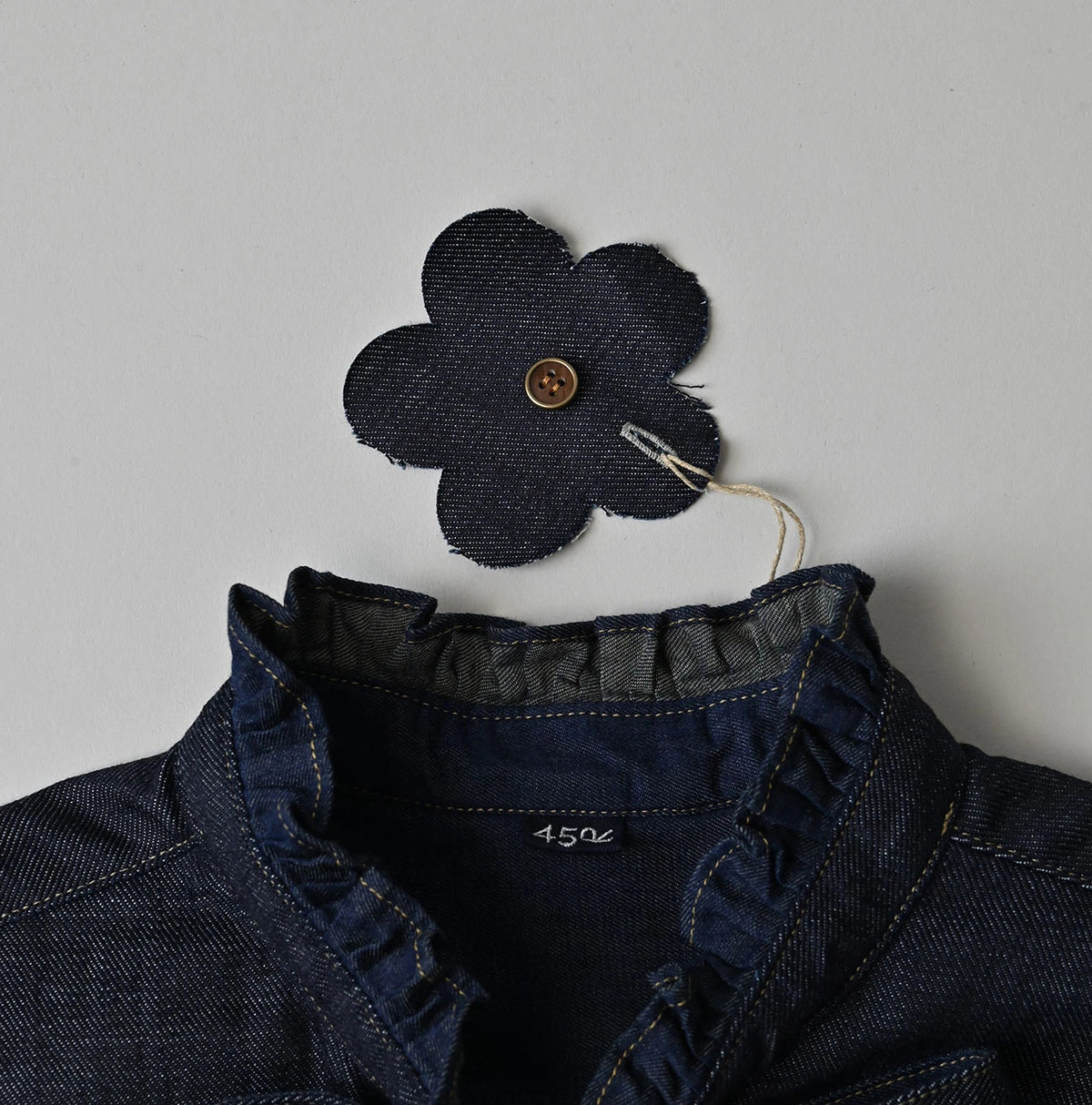 45R 45 Petit Denim Bow Tie Coupe Shirt Nou