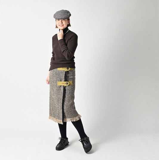 45R Donegal Tweed Wrap Skirt