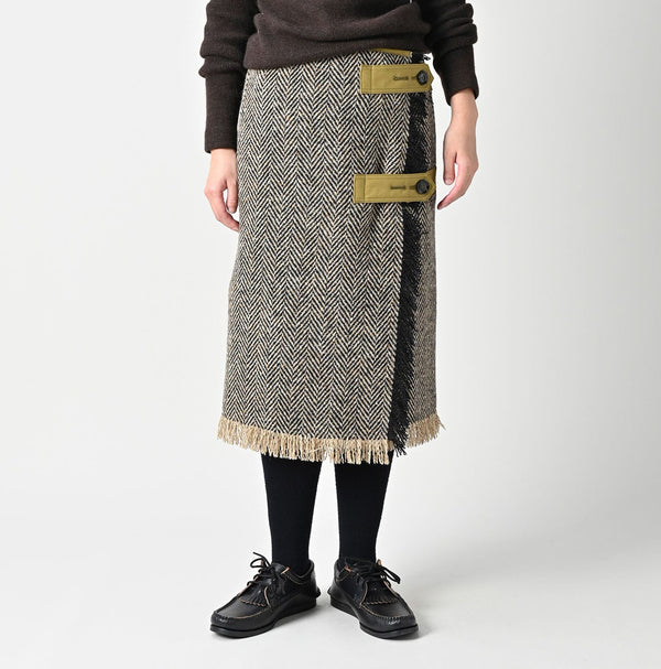 45R Donegal Tweed Wrap Skirt