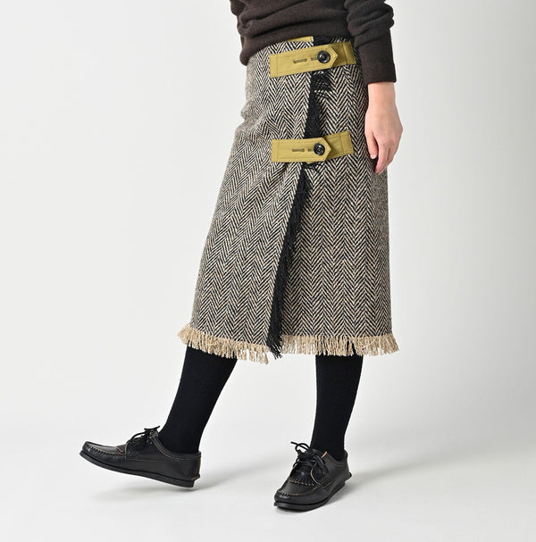45R Donegal Tweed Wrap Skirt