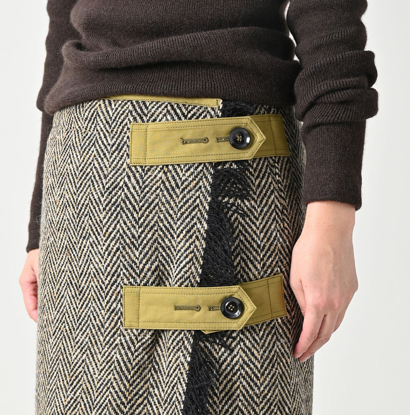 45R Donegal Tweed Wrap Skirt