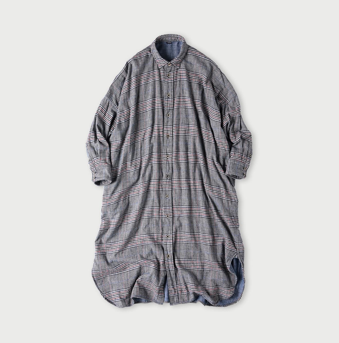 45R Indigo Double Woven Big Shirt-dress