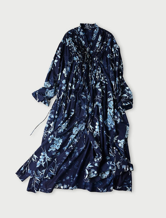 Indigo Khadi Noa Flower Cachecoeur Dress