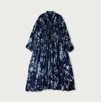 45R Indigo Khadi Noa Flower Cachecoeur Dress