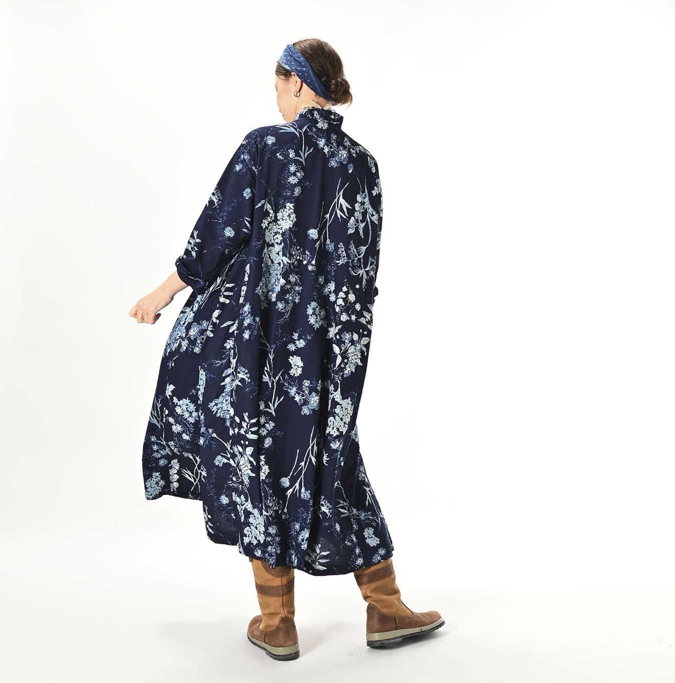 45R Indigo Khadi Noa Flower Cachecoeur Dress