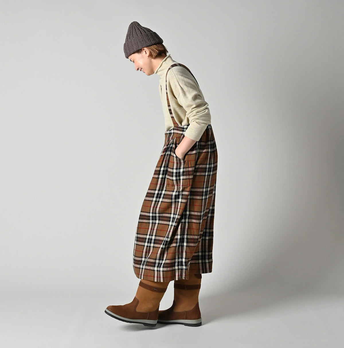 45R Indigo Flannel Apron Jumper Skirt - Image 3