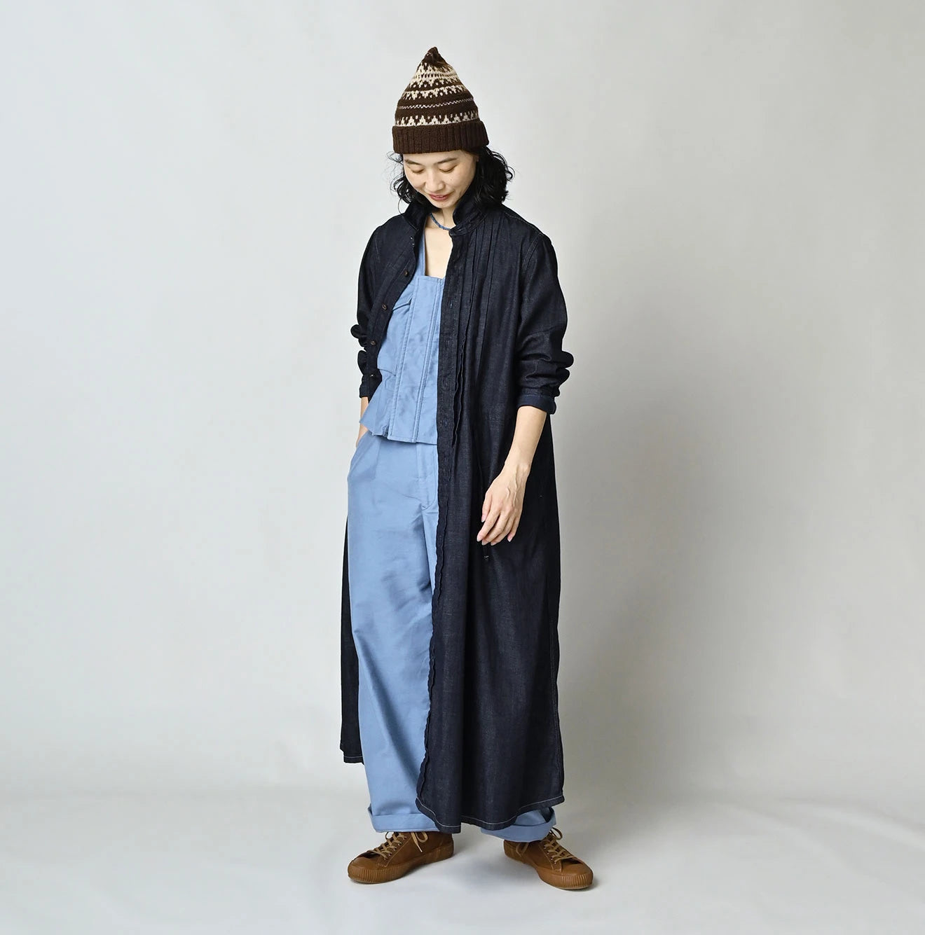 新品45Rプチデニム×レースのタックドレス（濃） 45 Petit Denim Tuck Shirt Dress Nou | 45R Official Online Store