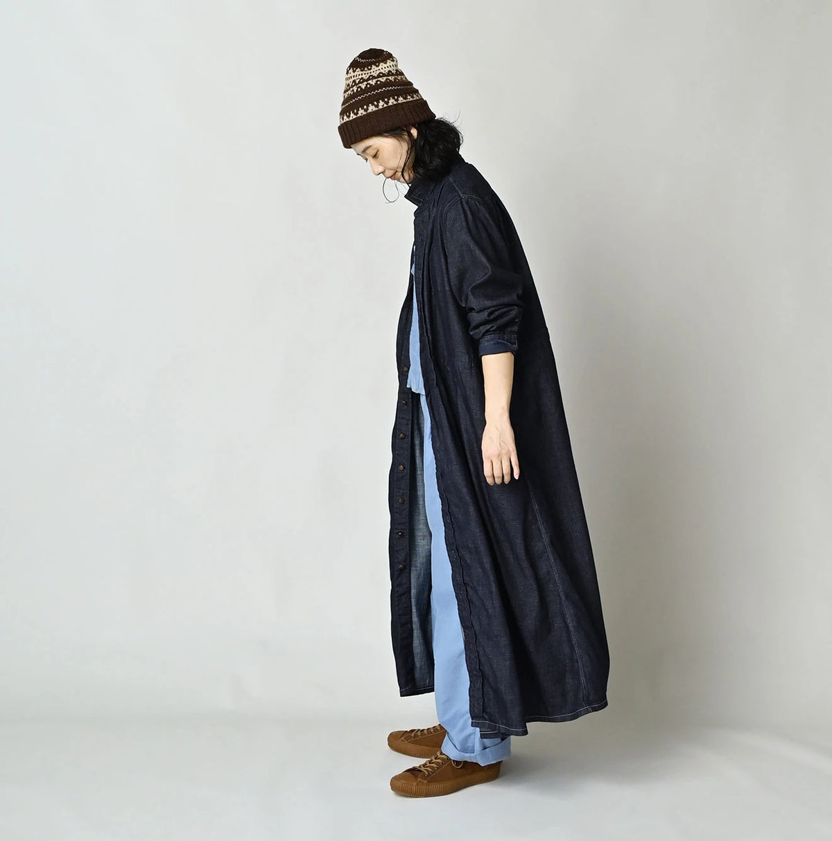 45R 45 Petit Denim Tuck Shirt Dress Nou - Image 3