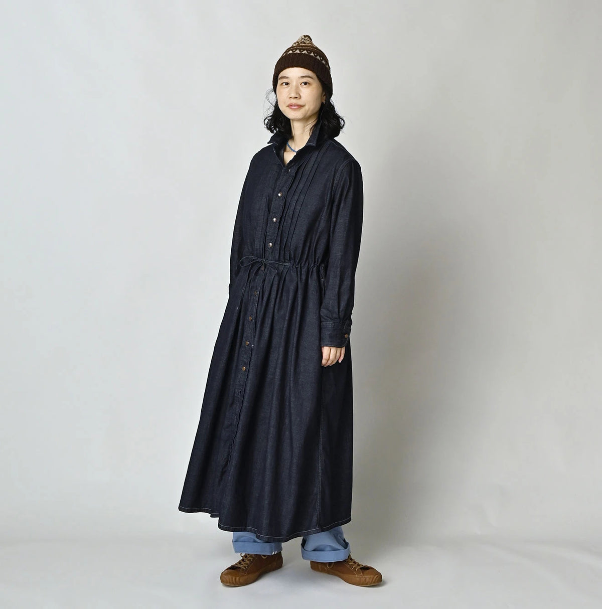 45R 45 Petit Denim Tuck Shirt Dress Nou - Image 6