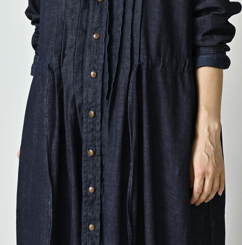 45R 45 Petit Denim Tuck Shirt Dress Nou - Image 9