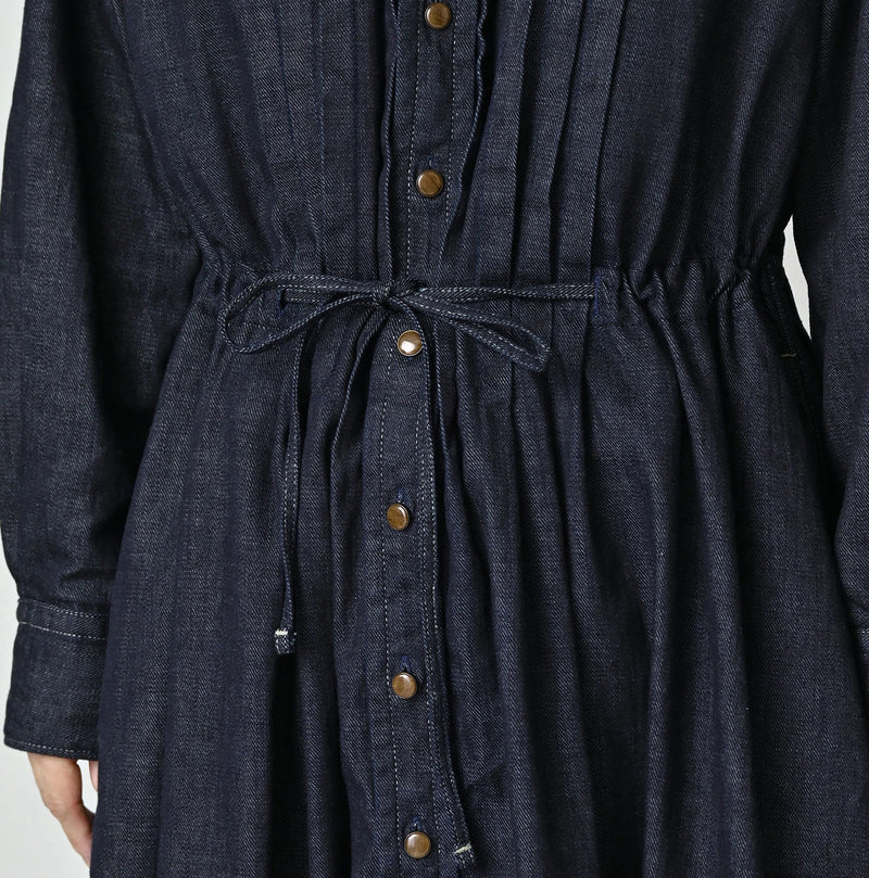 45R 45 Petit Denim Tuck Shirt Dress Nou - Image 10