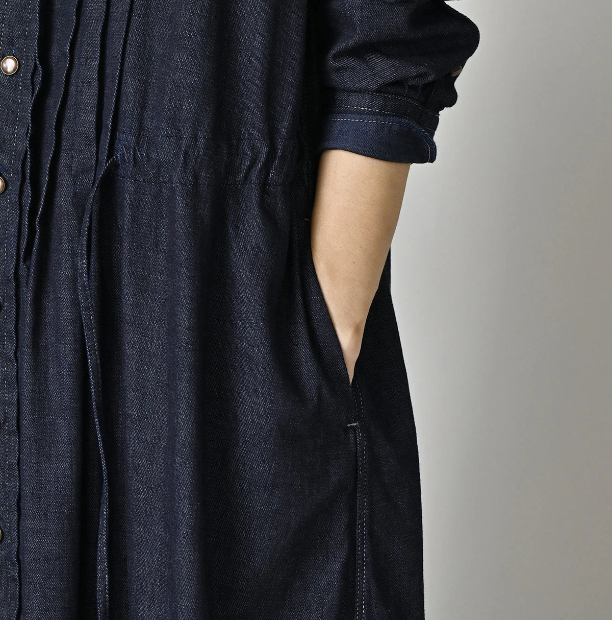 45R 45 Petit Denim Tuck Shirt Dress Nou