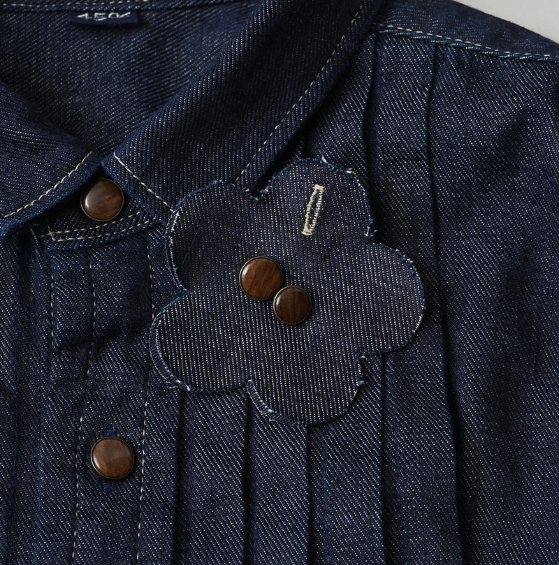 45R 45 Petit Denim Tuck Shirt Dress Nou - Image 24