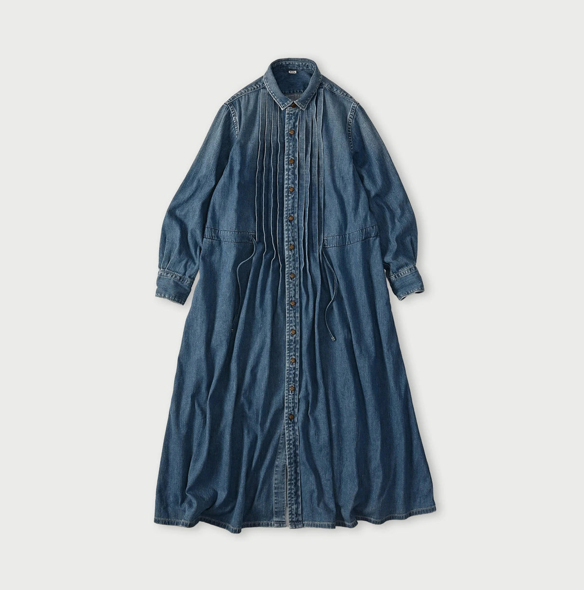 45R 45 Petit Denim Tuck Shirt Dress Distressed - Image 2