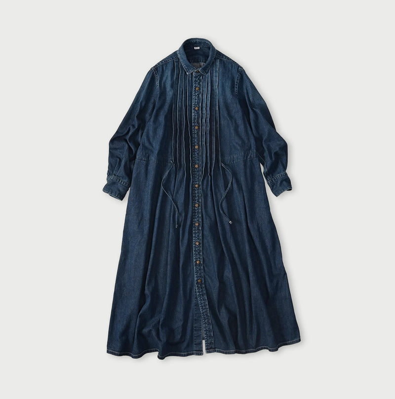 45R 45 Petit Denim Tuck Shirt Dress Distressed - Image 1