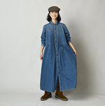 45R 45 Petit Denim Tuck Shirt Dress Distressed