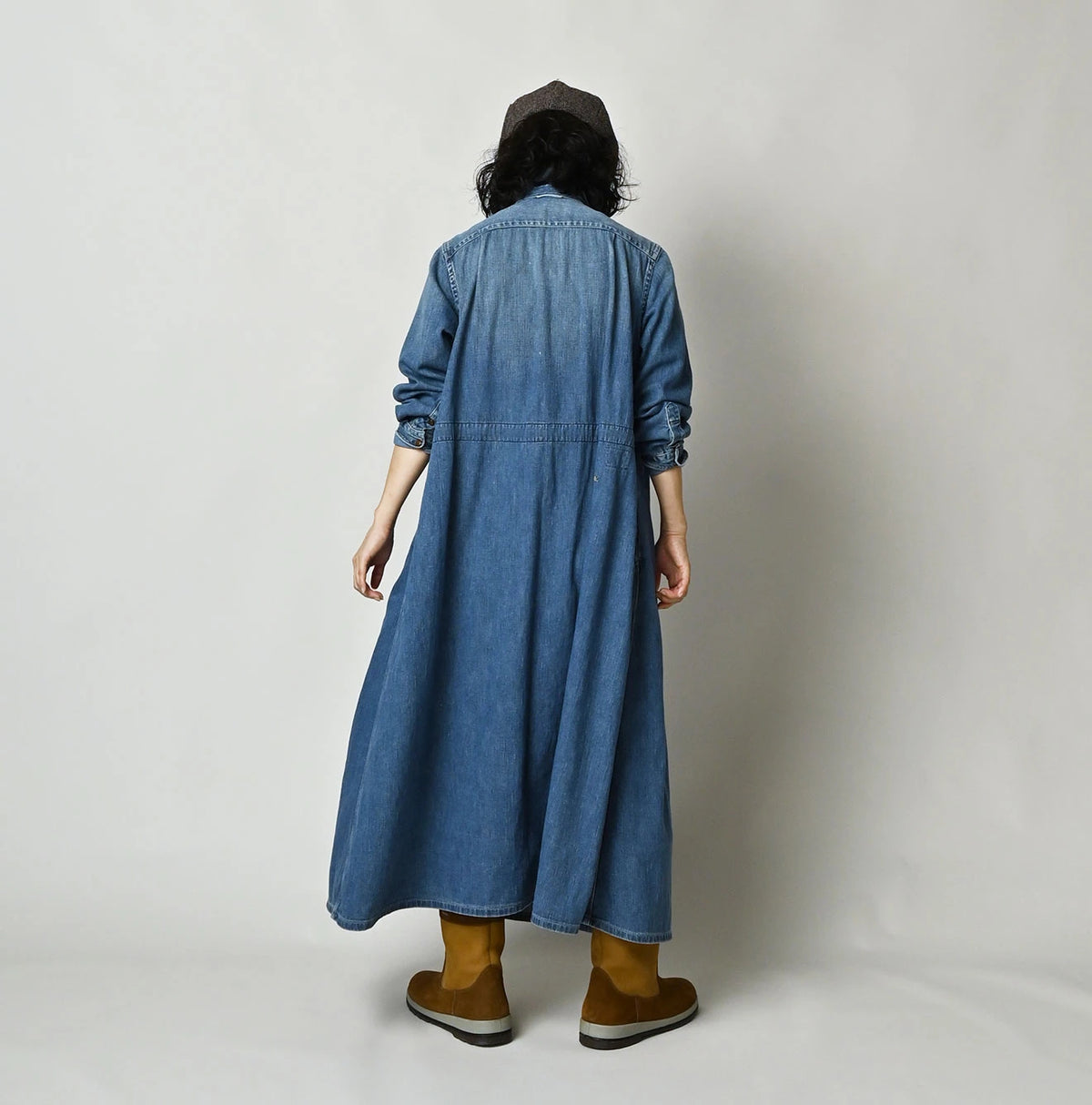 45R 45 Petit Denim Tuck Shirt Dress Distressed - Image 6