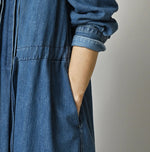 45R 45 Petit Denim Tuck Shirt Dress Distressed