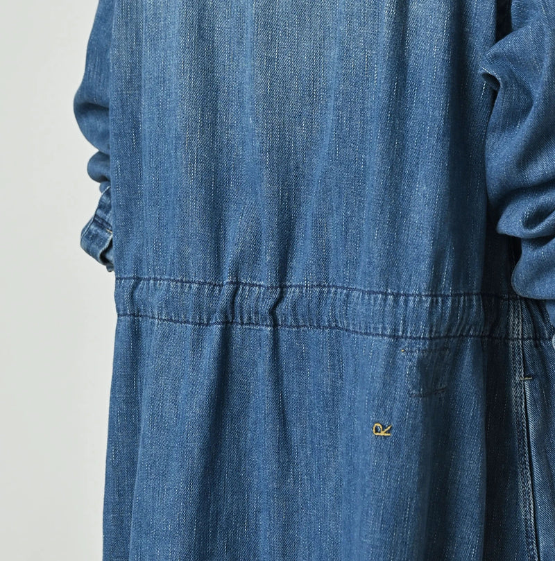 45R 45 Petit Denim Tuck Shirt Dress Distressed - Image 12