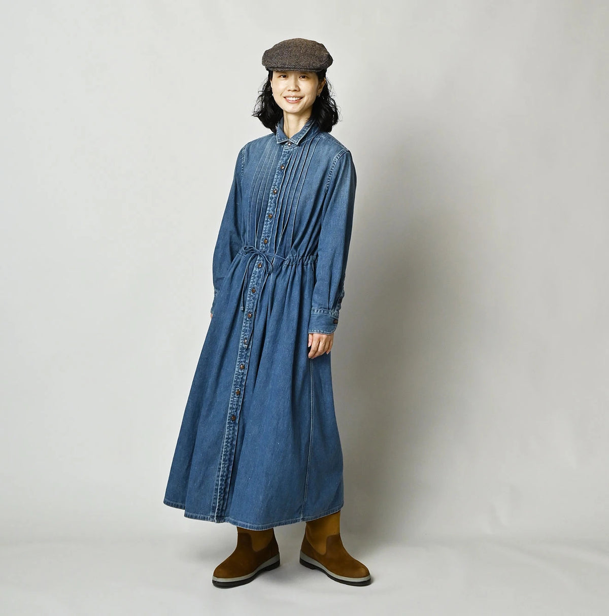 45R 45 Petit Denim Tuck Shirt Dress Distressed - Image 14