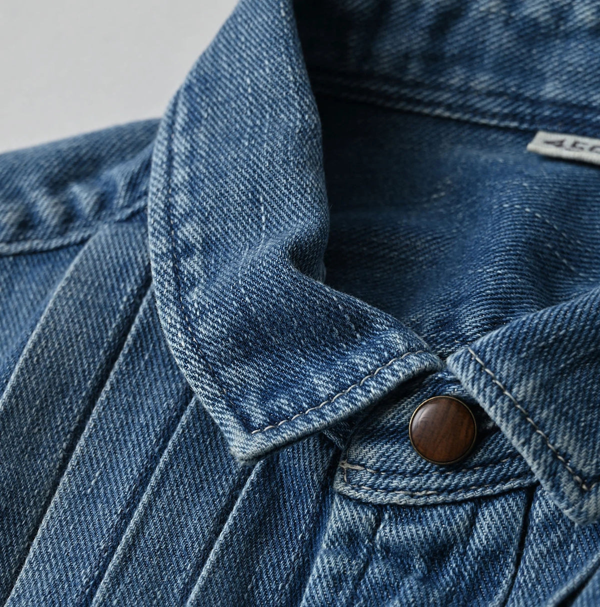 45R 45 Petit Denim Tuck Shirt Dress Distressed