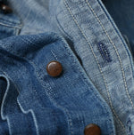 45R 45 Petit Denim Tuck Shirt Dress Distressed