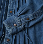 45R 45 Petit Denim Tuck Shirt Dress Distressed