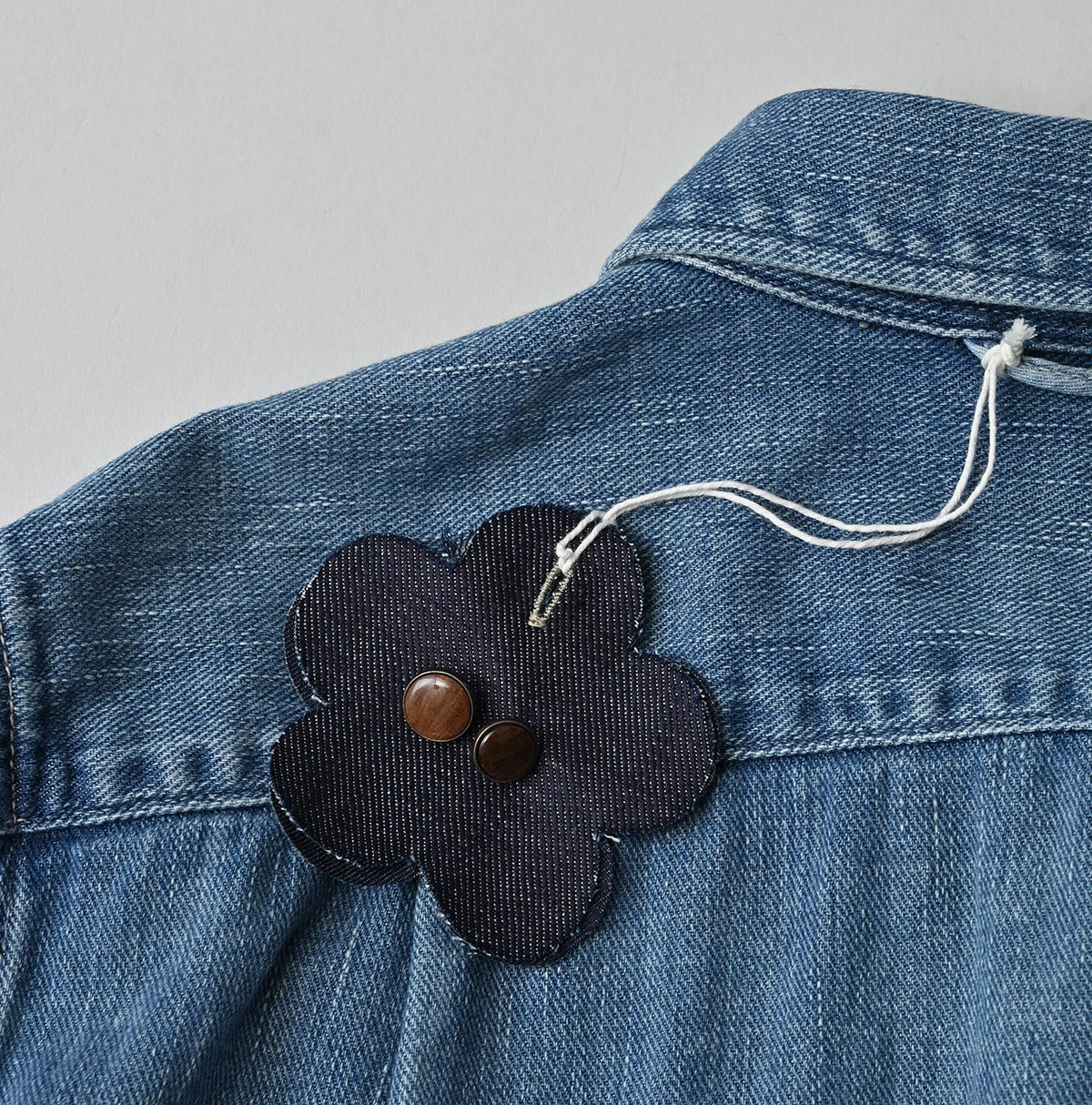 45R 45 Petit Denim Tuck Shirt Dress Distressed