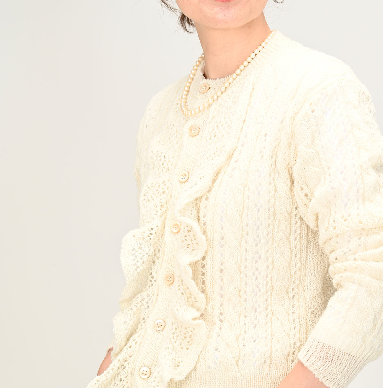 45R Shetland Lace Frilled Cardigan