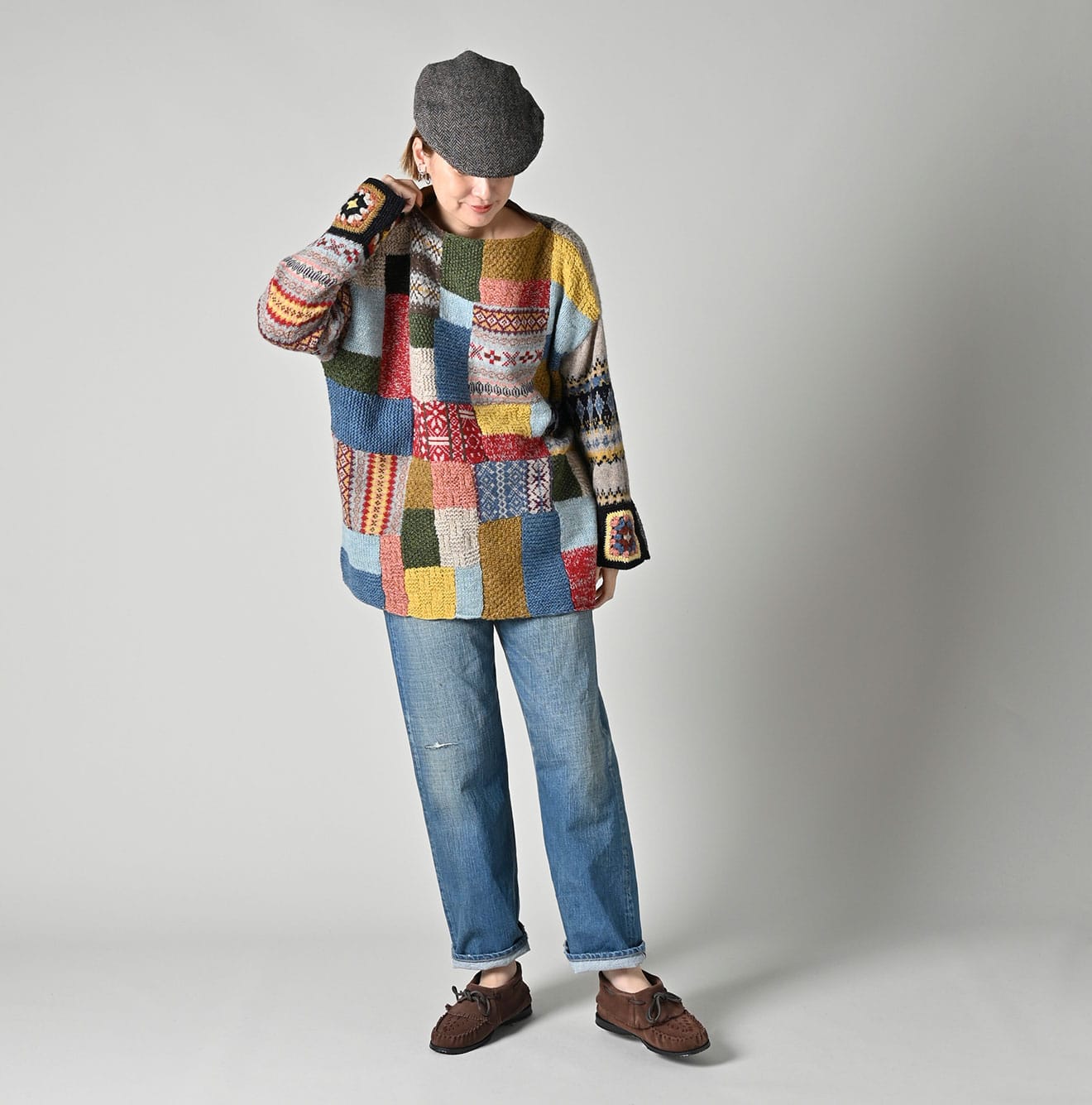45R Tamatebako Patchwork Tunic Sweater