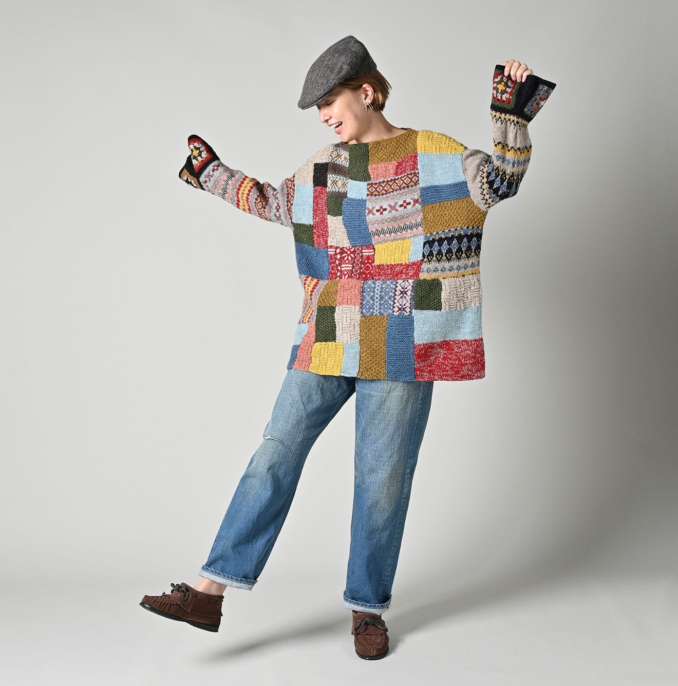 45R Tamatebako Patchwork Tunic Sweater