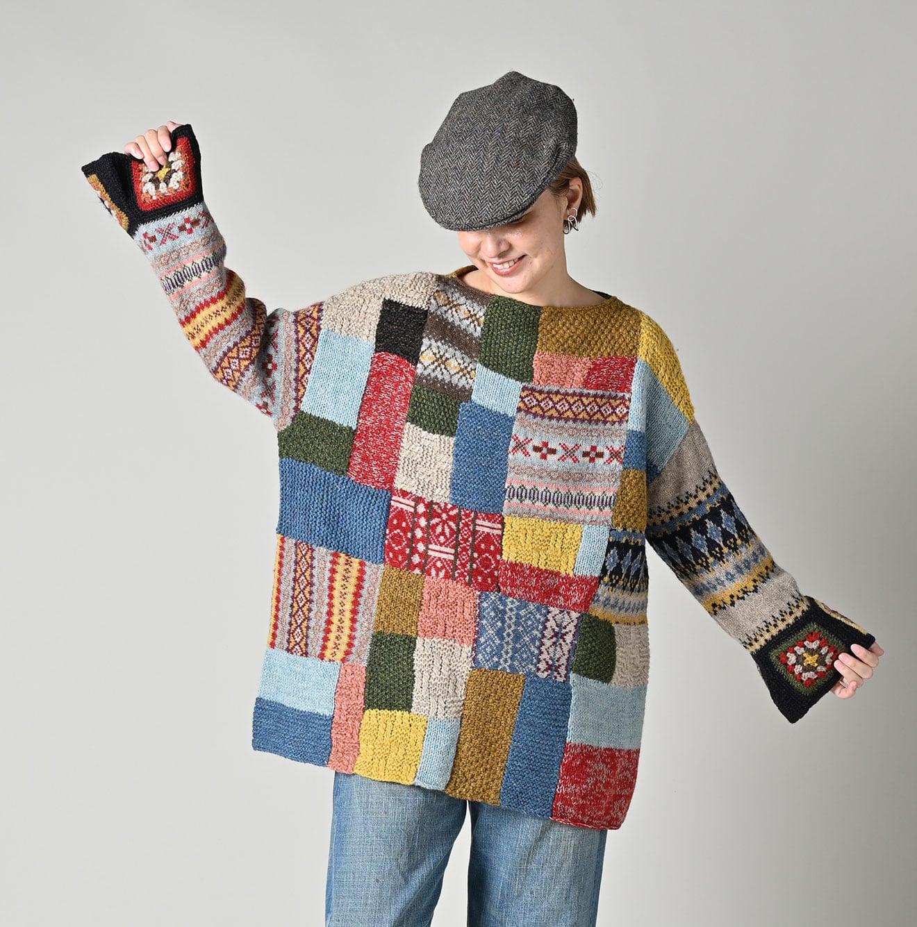 45R Tamatebako Patchwork Tunic Sweater