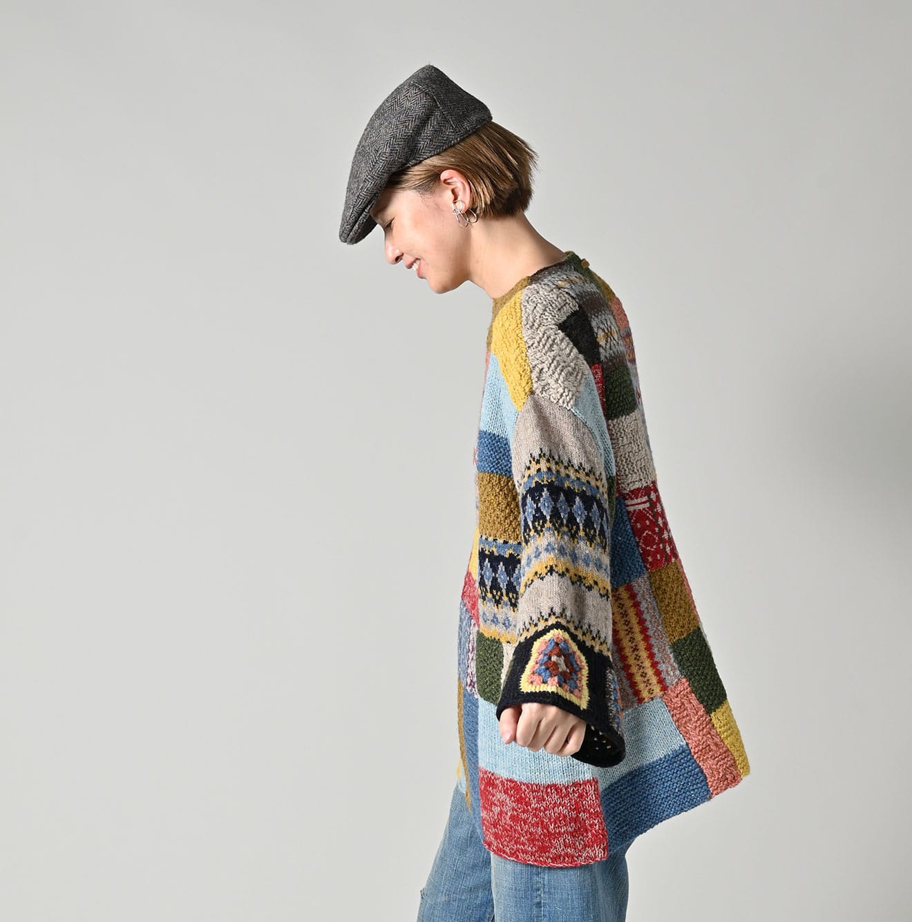 45R Tamatebako Patchwork Tunic Sweater