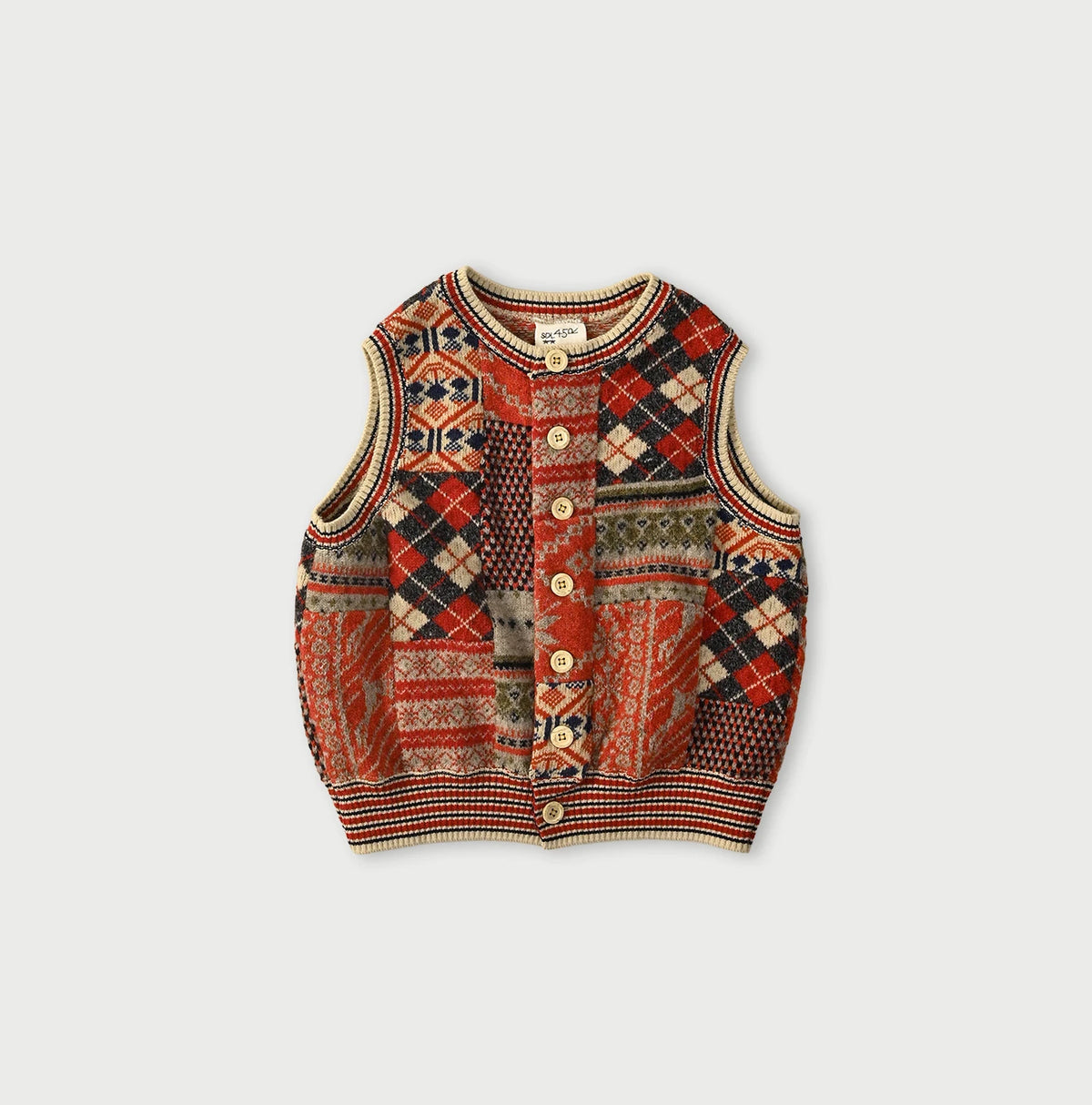45R Felted Jacquard Patchwork Vest - Image 1