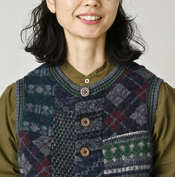 45R Felted Jacquard Patchwork Vest