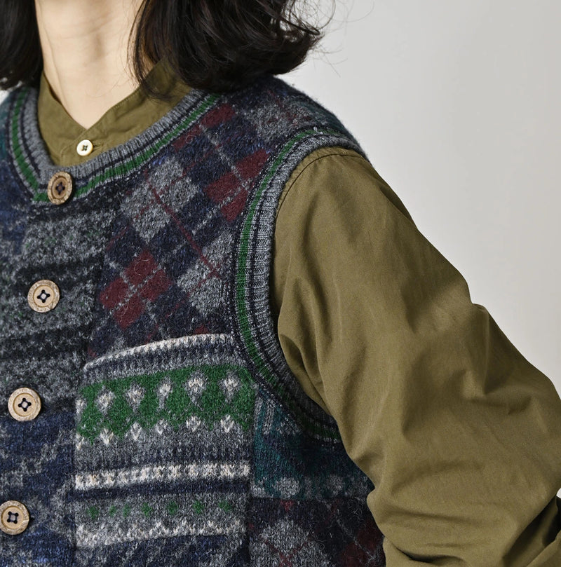 45R Felted Jacquard Patchwork Vest - Image 8