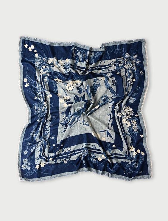 Indigo Supima Twill Noaflower FUROSHIKii