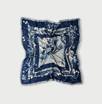 45R Indigo Supima Twill Noaflower FUROSHIKii