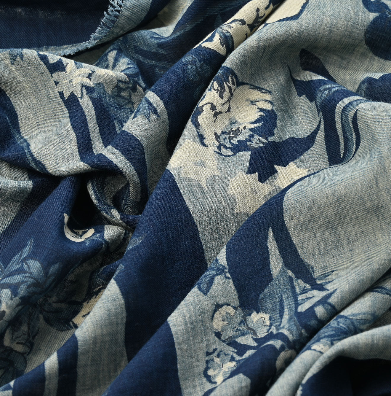 45R Indigo Supima Twill Noaflower FUROSHIKii